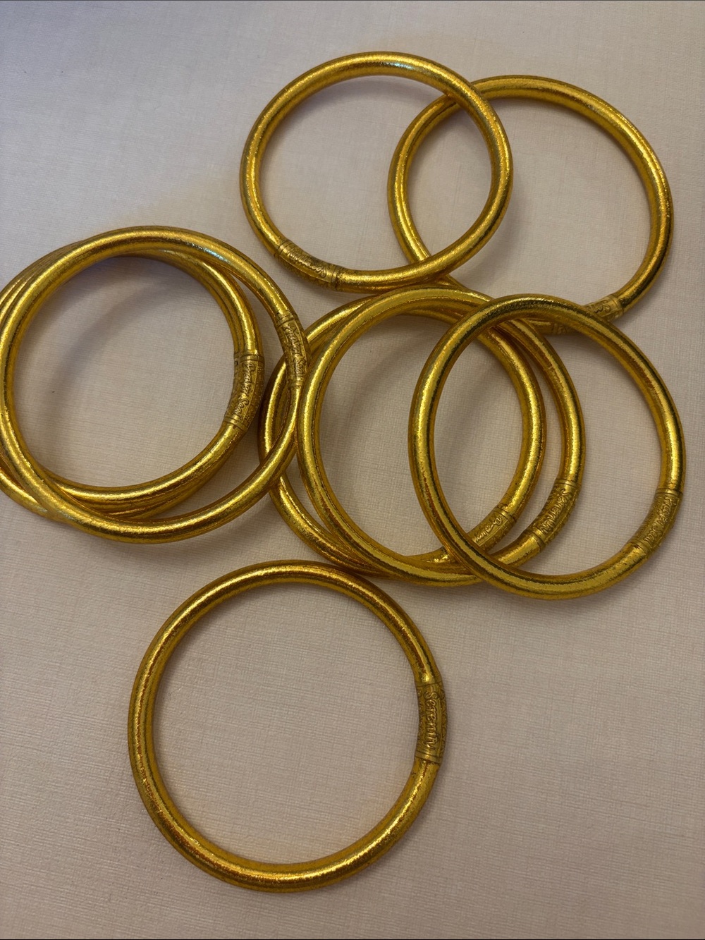Golden Stackable Metal Bangle Bracelet Set - Shiny Gold Finish